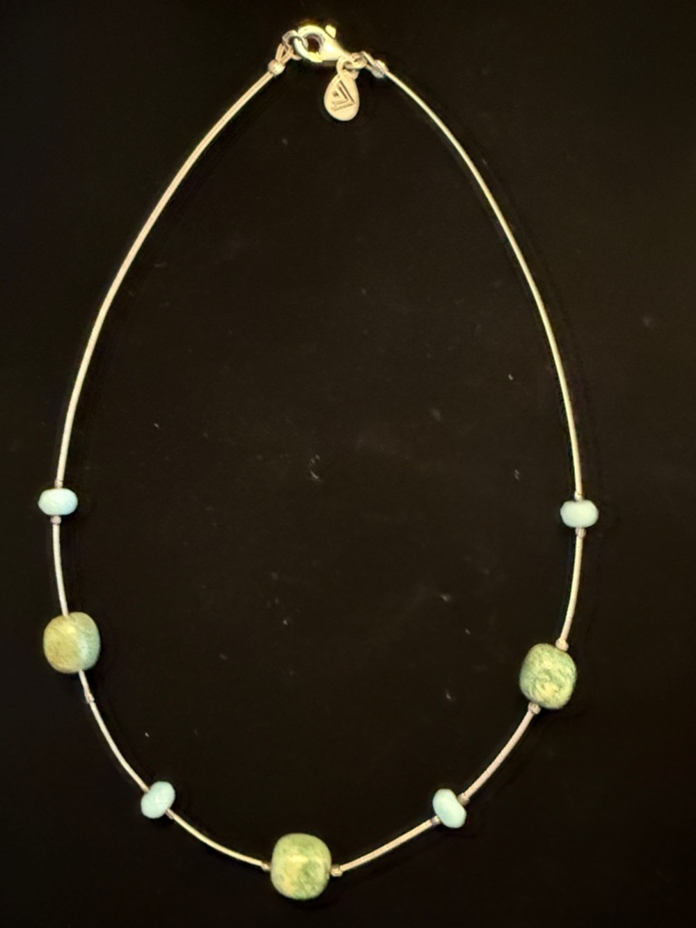 Silpada Silver Necklace with Mint Green Beads